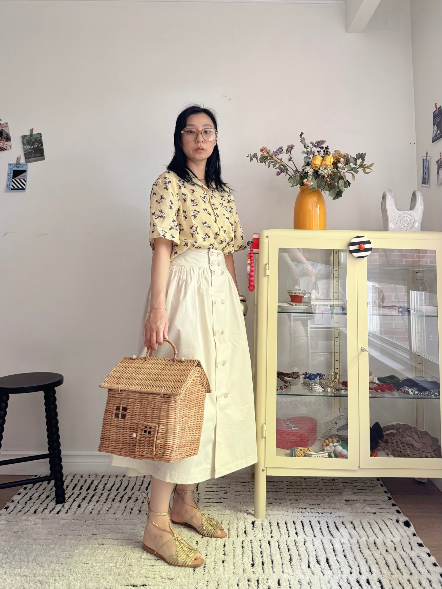 Double Button Skirt(  Beige, ivory, black)