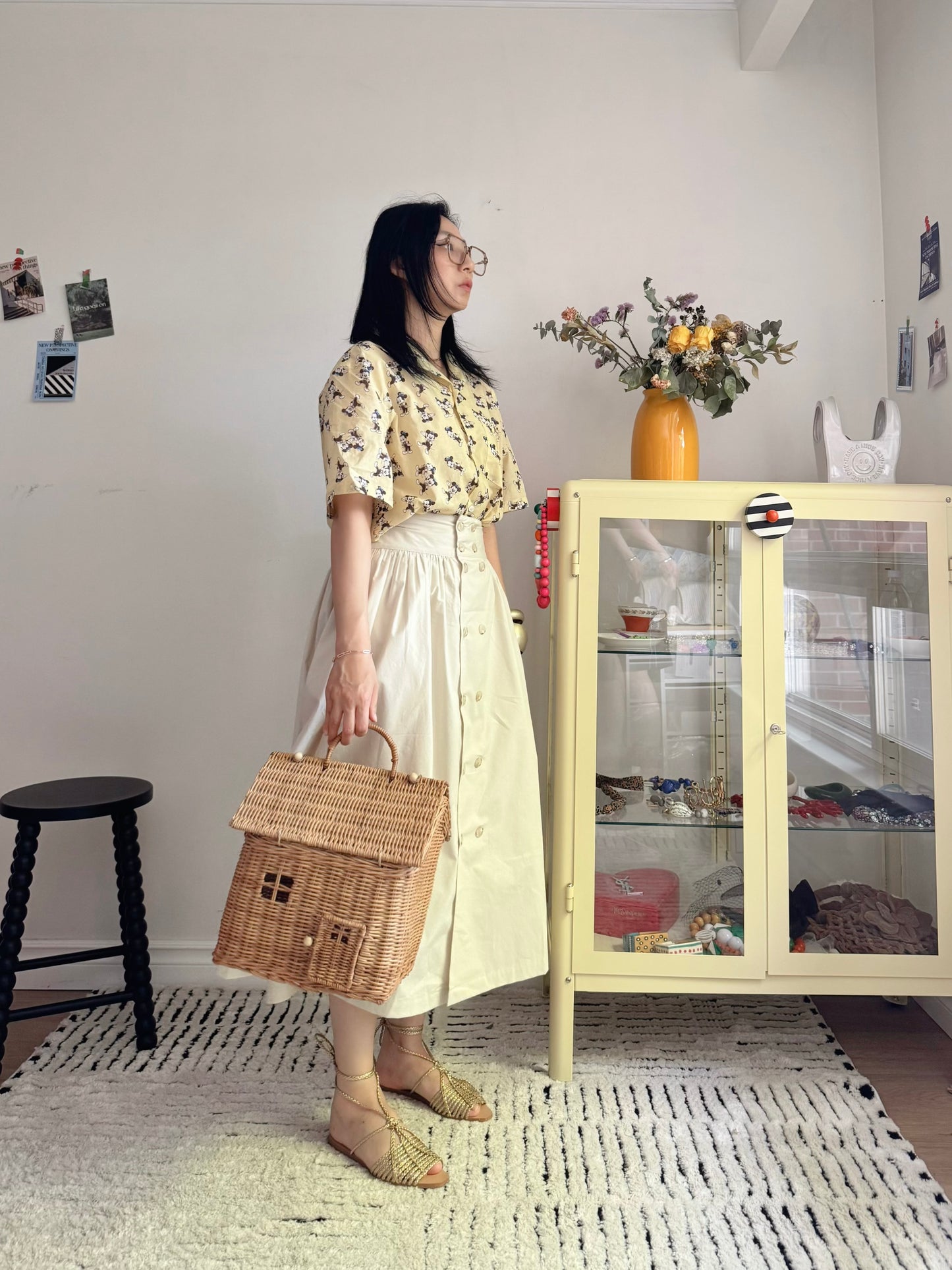 Double Button Skirt(  Beige, ivory, black)