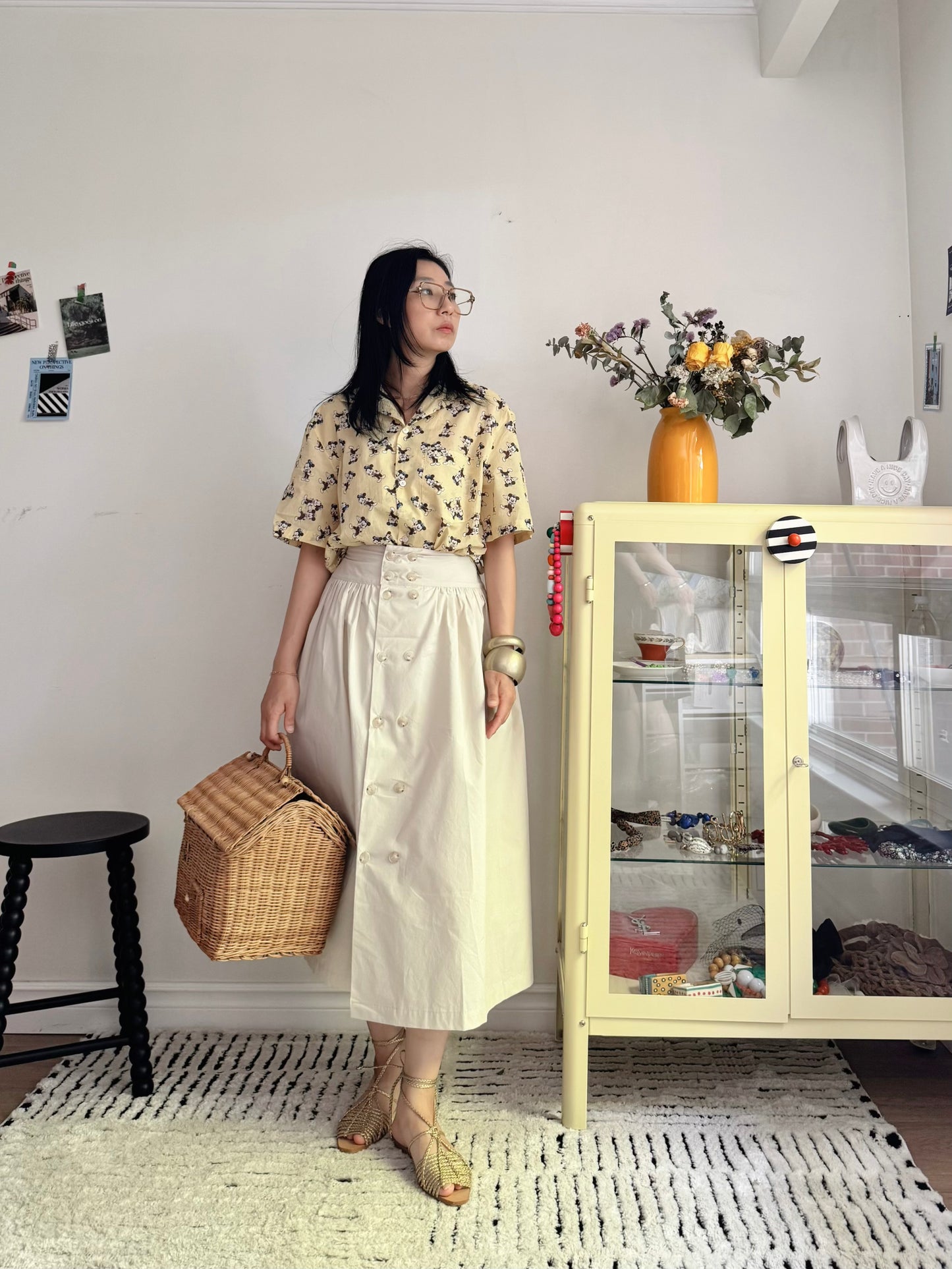 Double Button Skirt(  Beige, ivory, black)