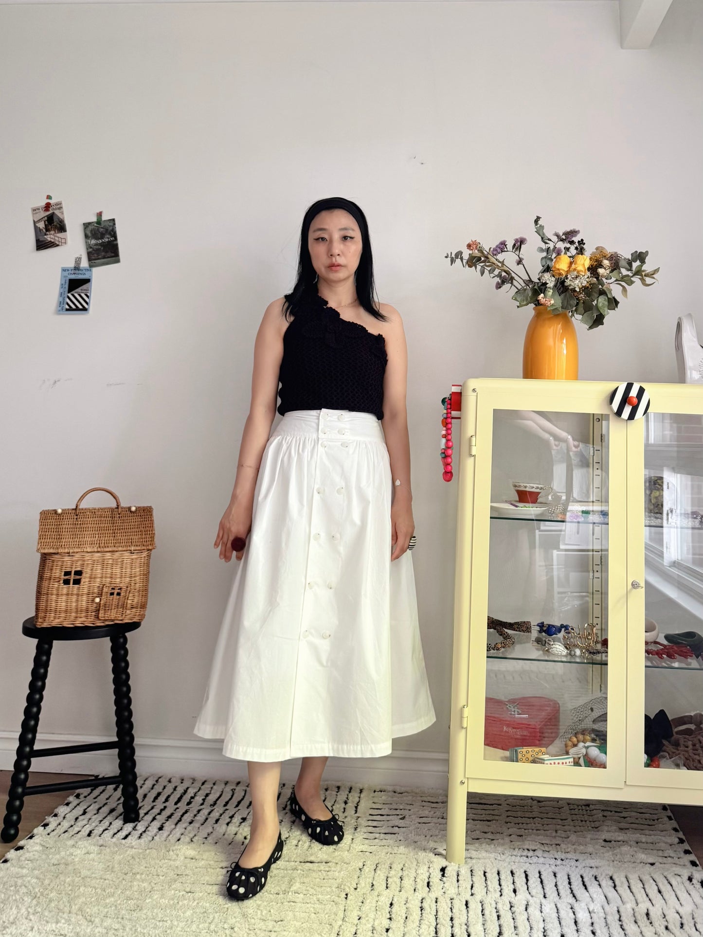 Double Button Skirt(  Beige, ivory, black)