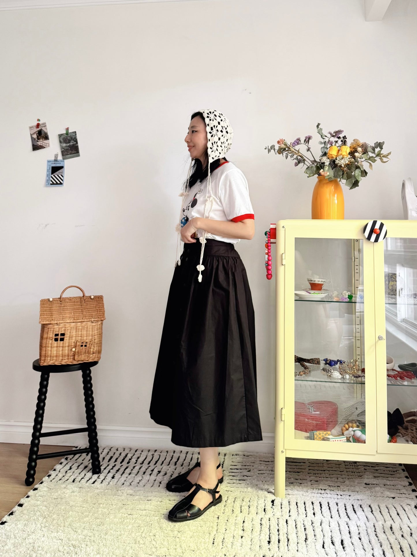 Double Button Skirt(  Beige, ivory, black)