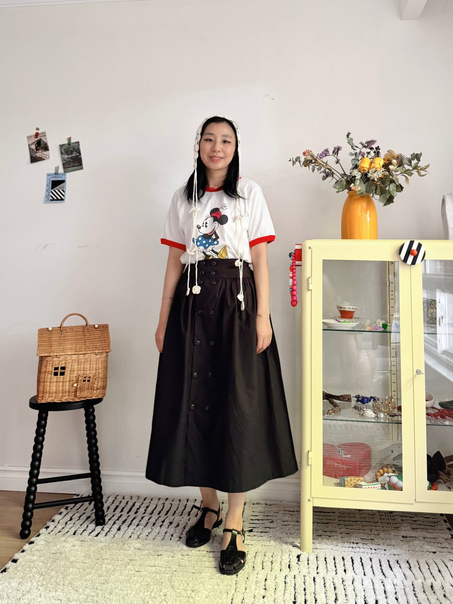 Double Button Skirt(  Beige, ivory, black)