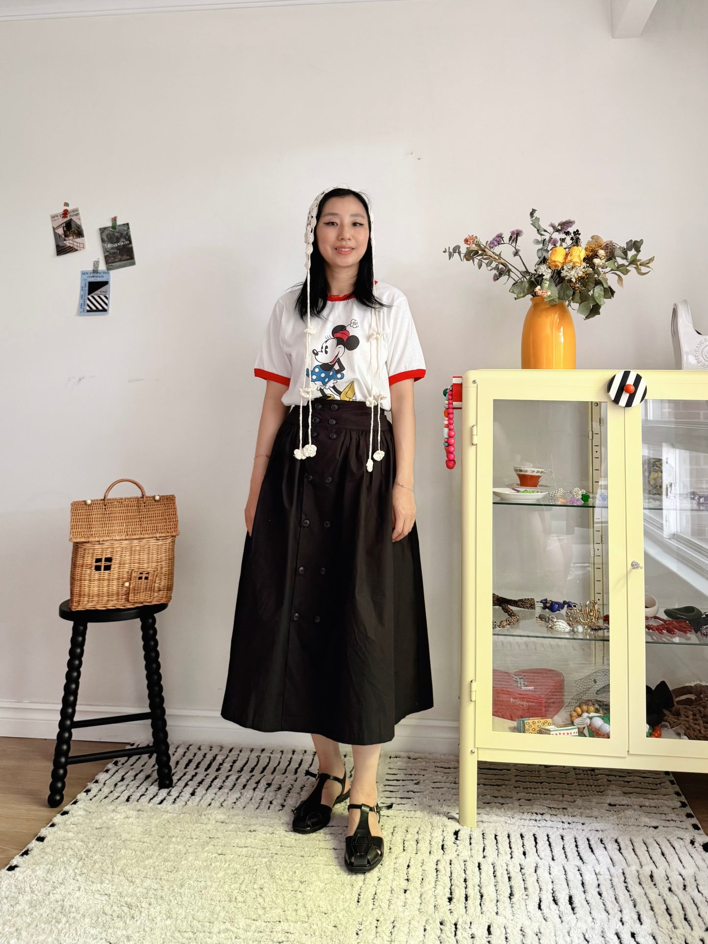Double Button Skirt(  Beige, ivory, black)