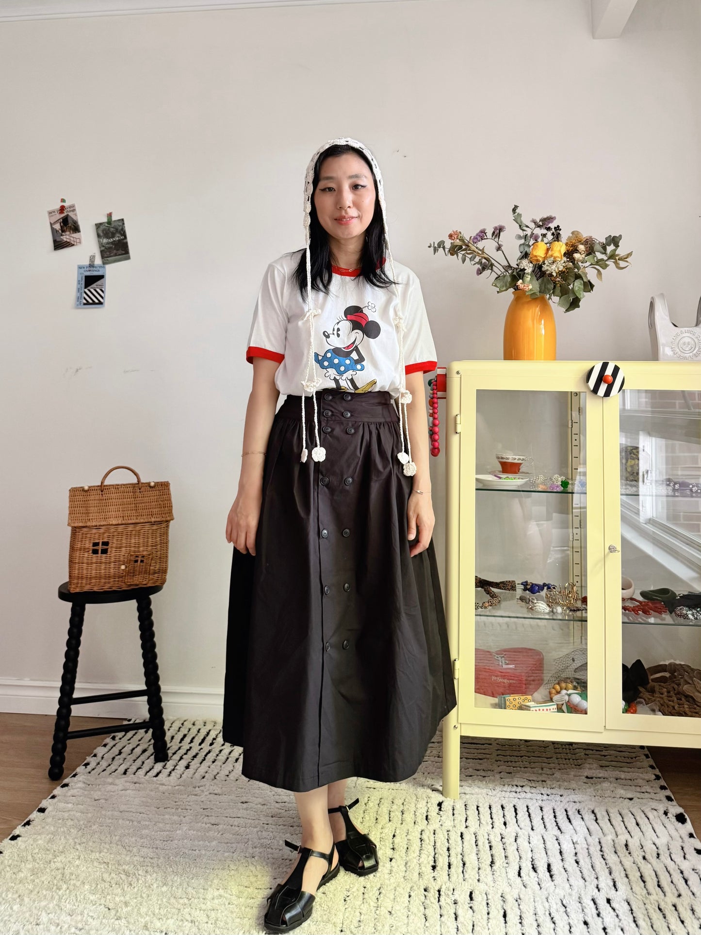 Double Button Skirt(  Beige, ivory, black)