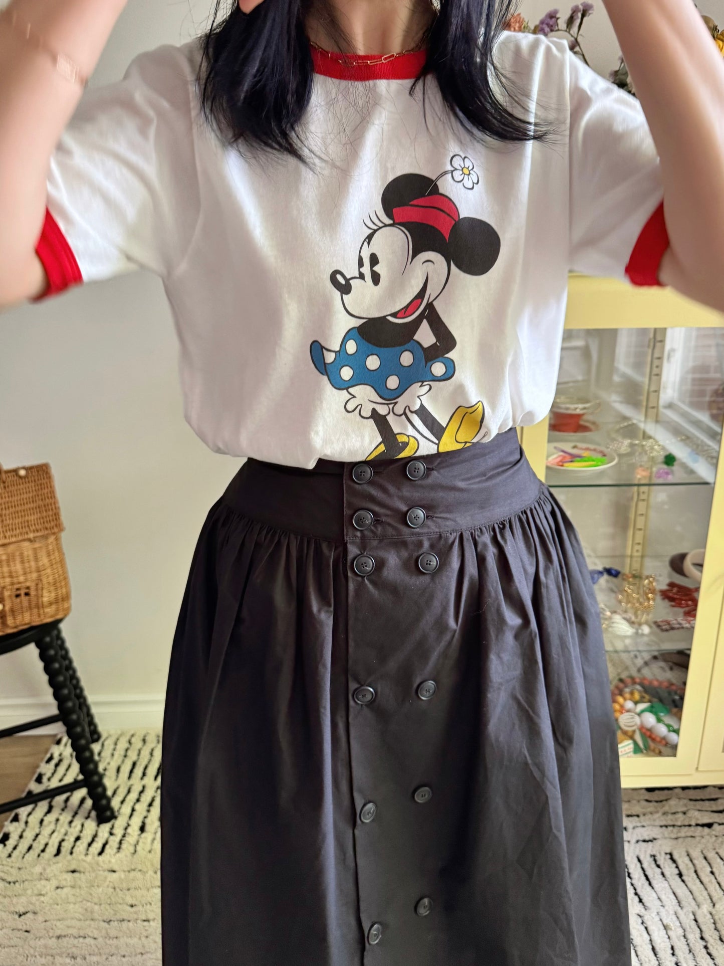 Double Button Skirt(  Beige, ivory, black)
