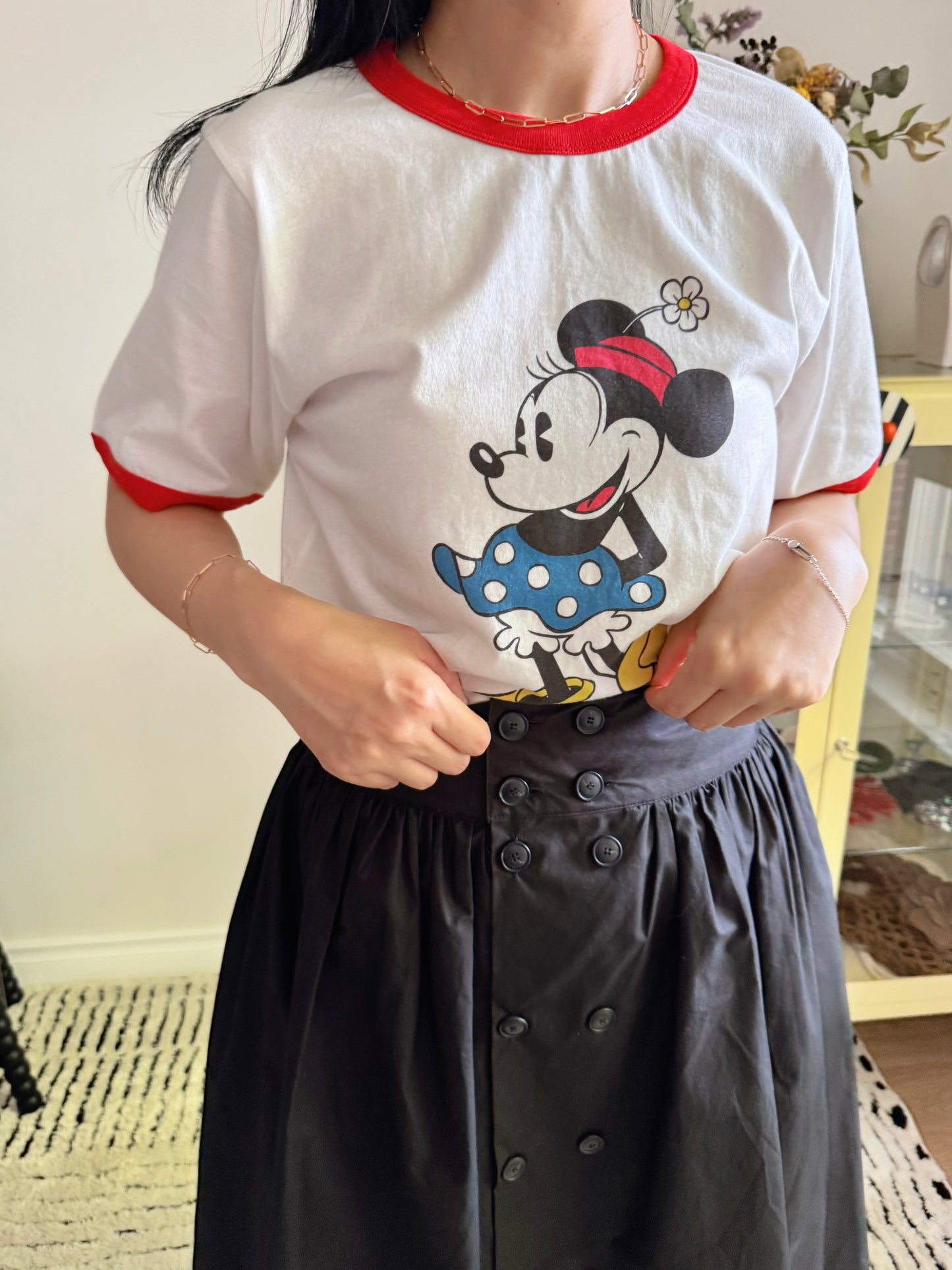 Retro Minnie Ringer Tee (white, blue)