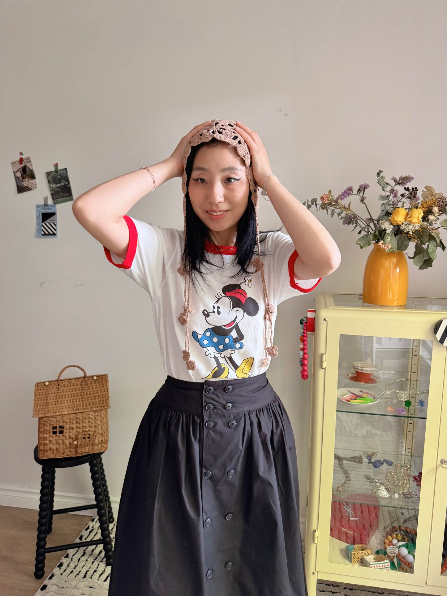 Retro Minnie Ringer Tee (white, blue)
