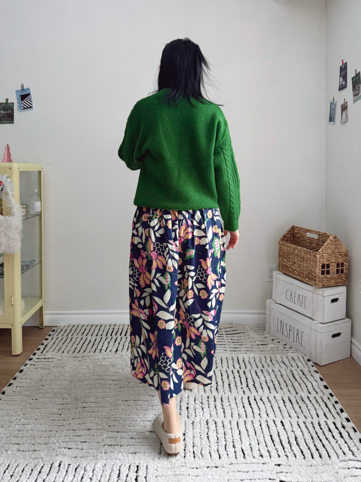 CABLE ROUND KNIT(pink , green, black )