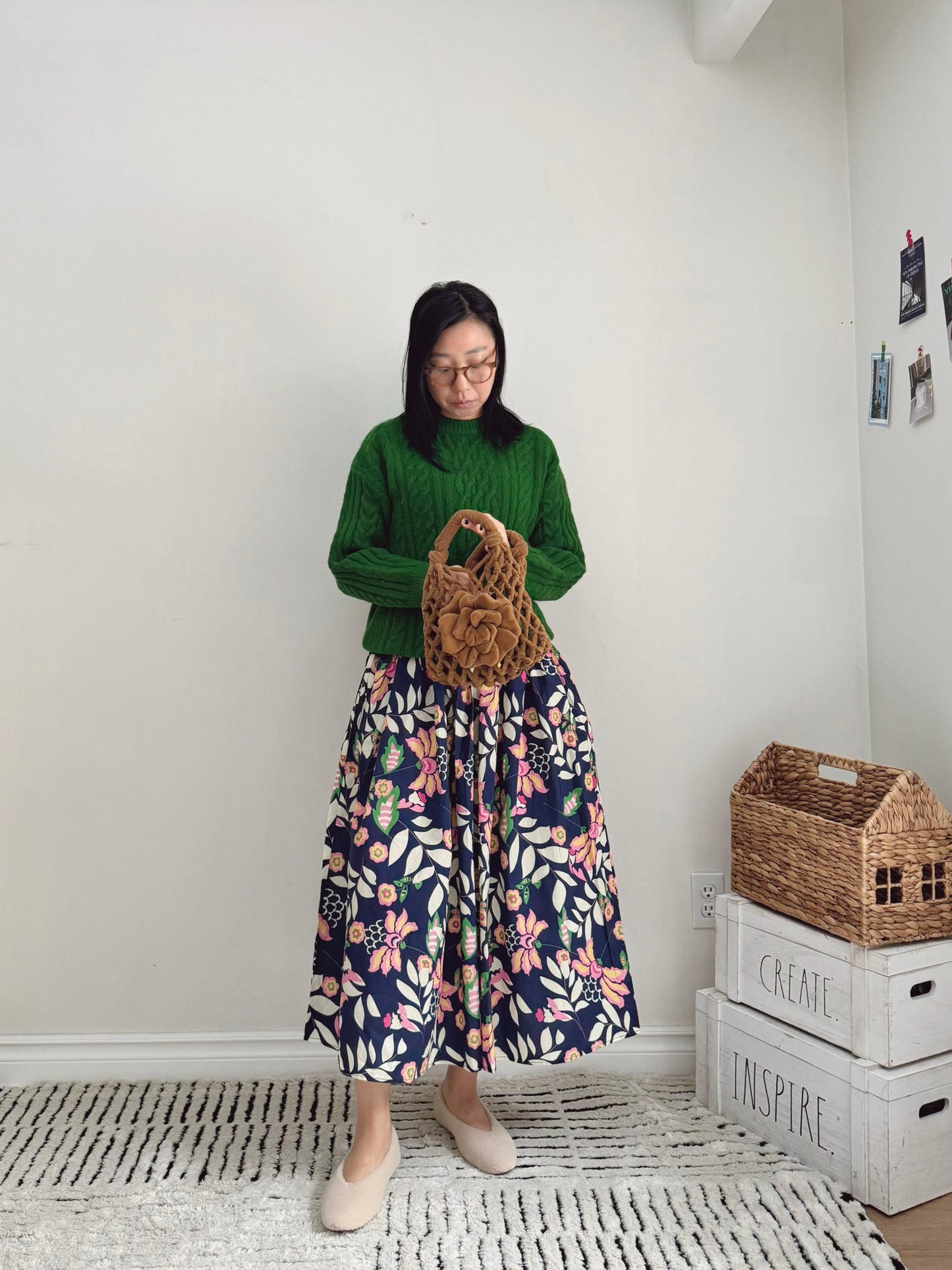 CABLE ROUND KNIT(pink , green, black )