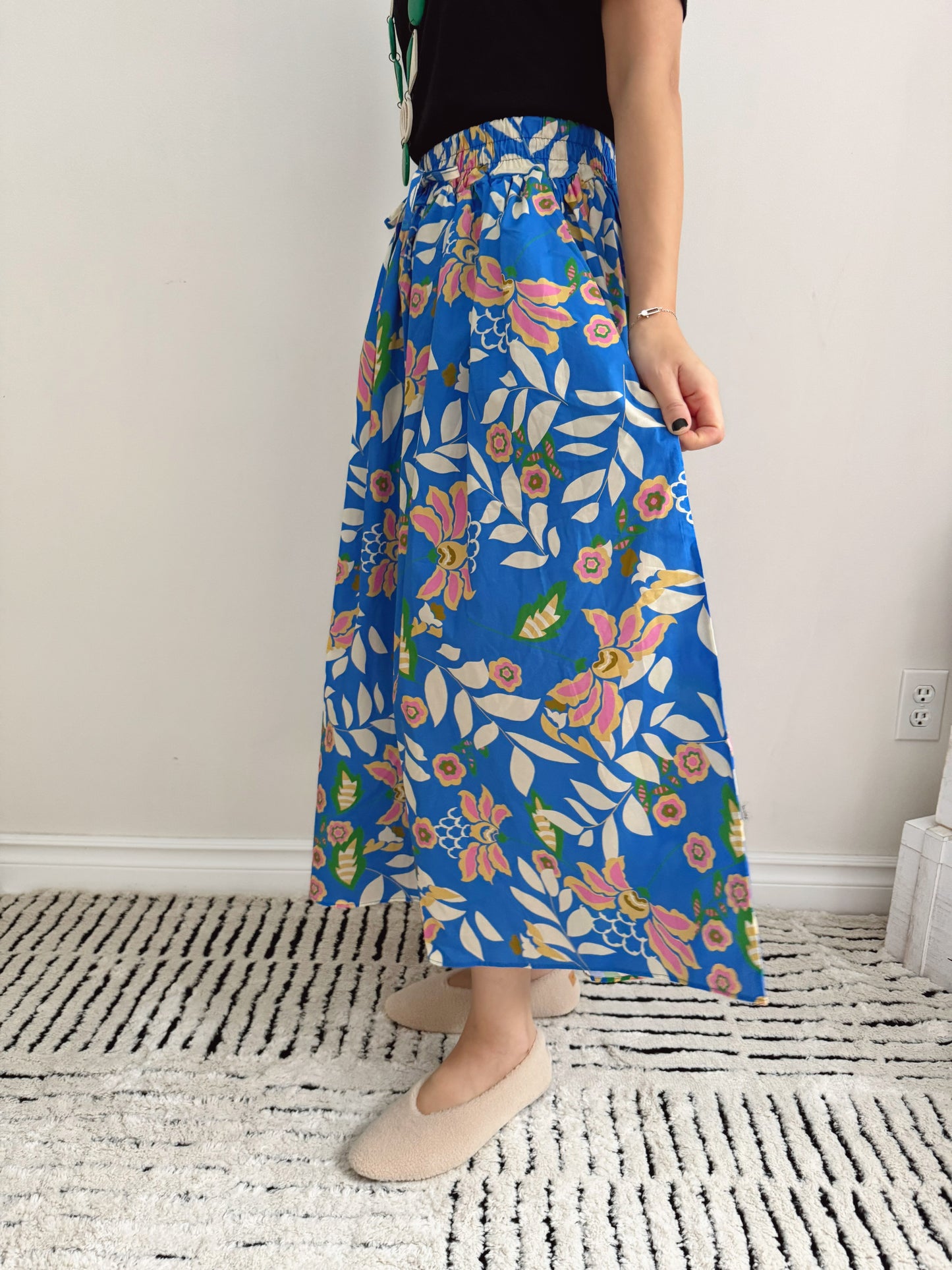 Flower banding skirt (blue, navy)