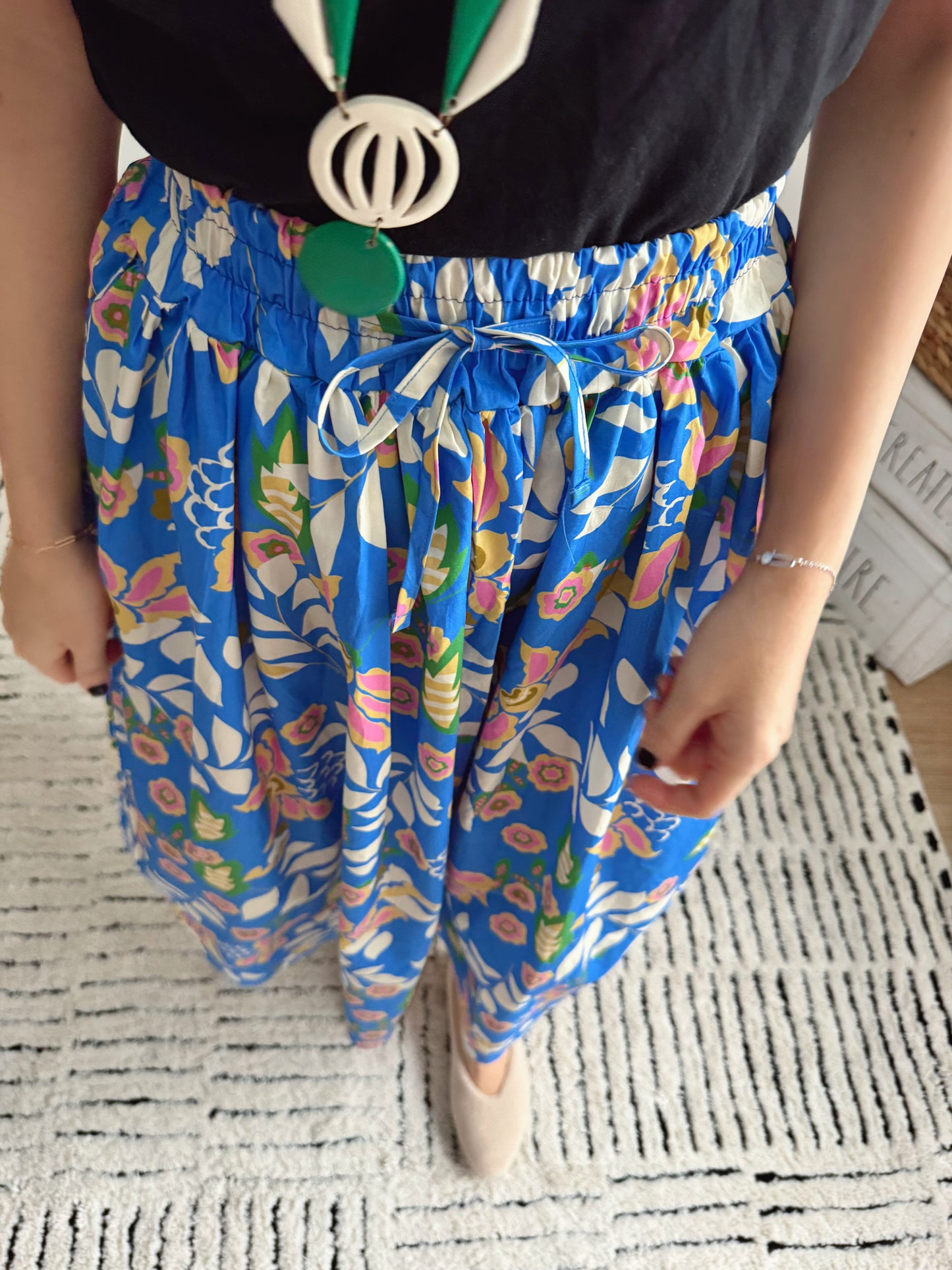 Flower banding skirt (blue, navy)