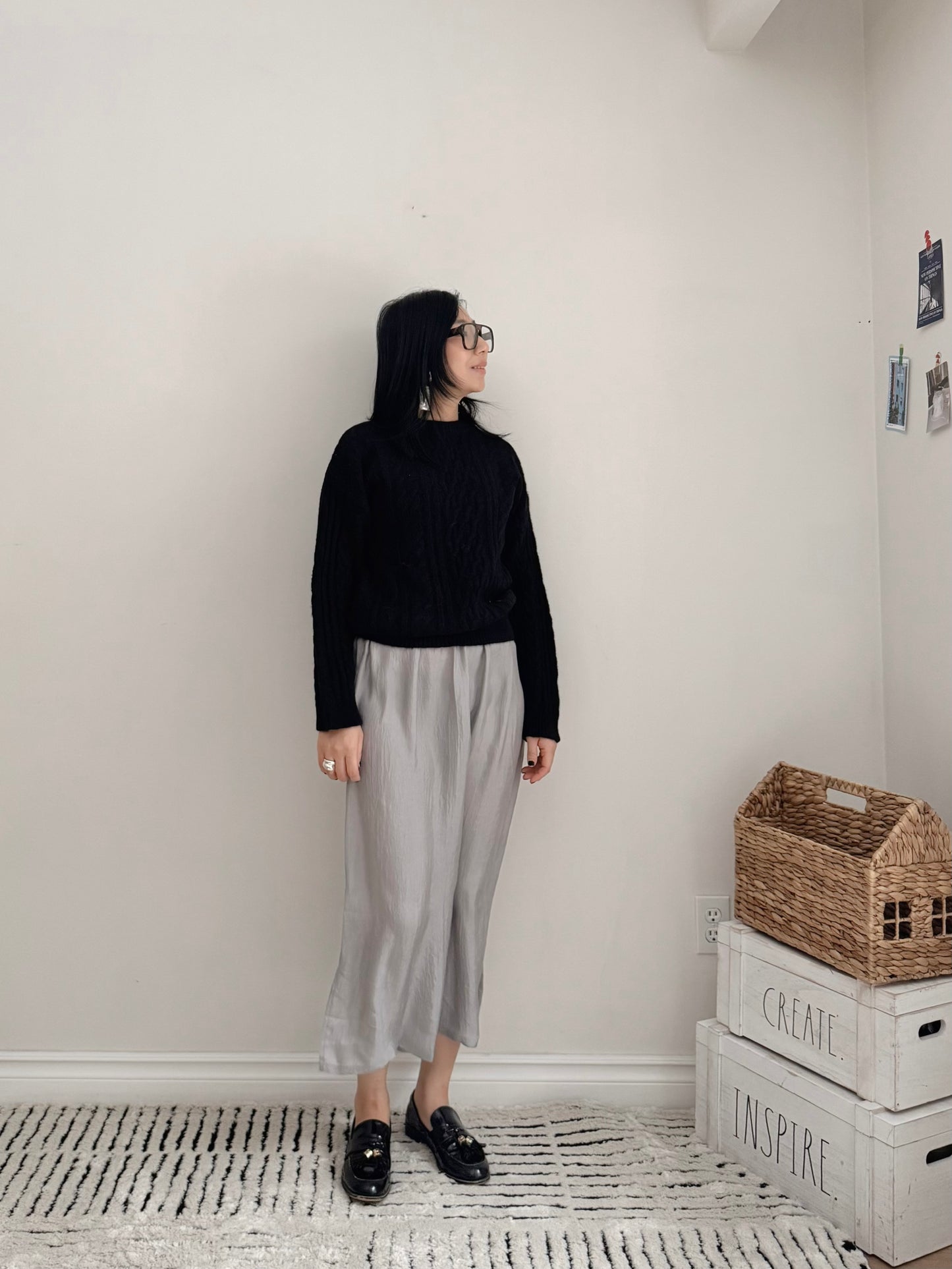 Glossy Banding Skirt (blue,brown,grey)