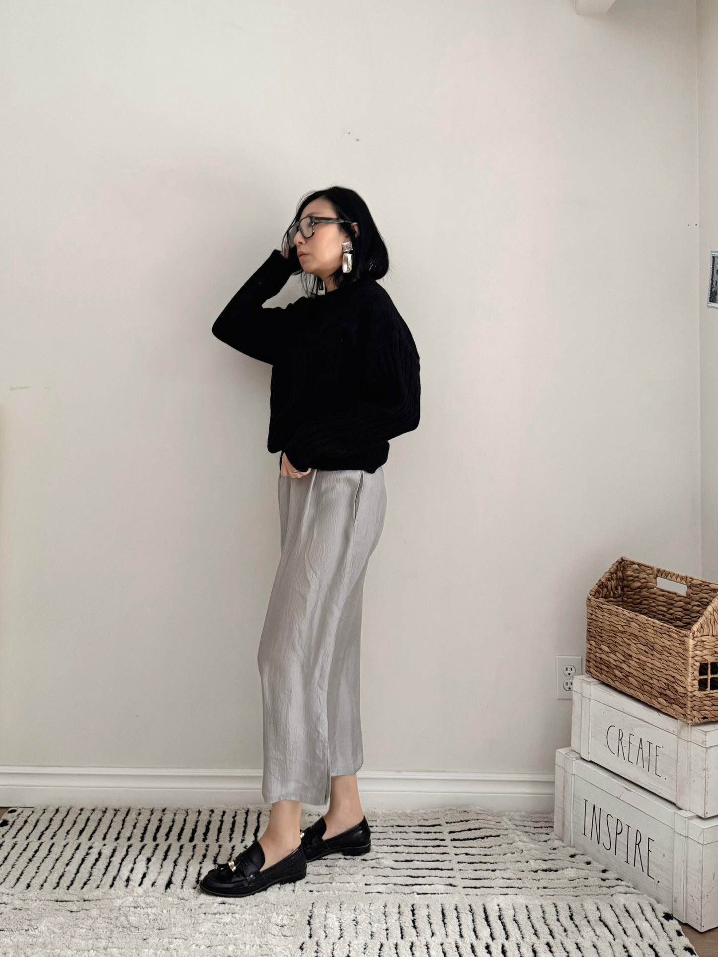 Glossy Banding Skirt (blue,brown,grey)