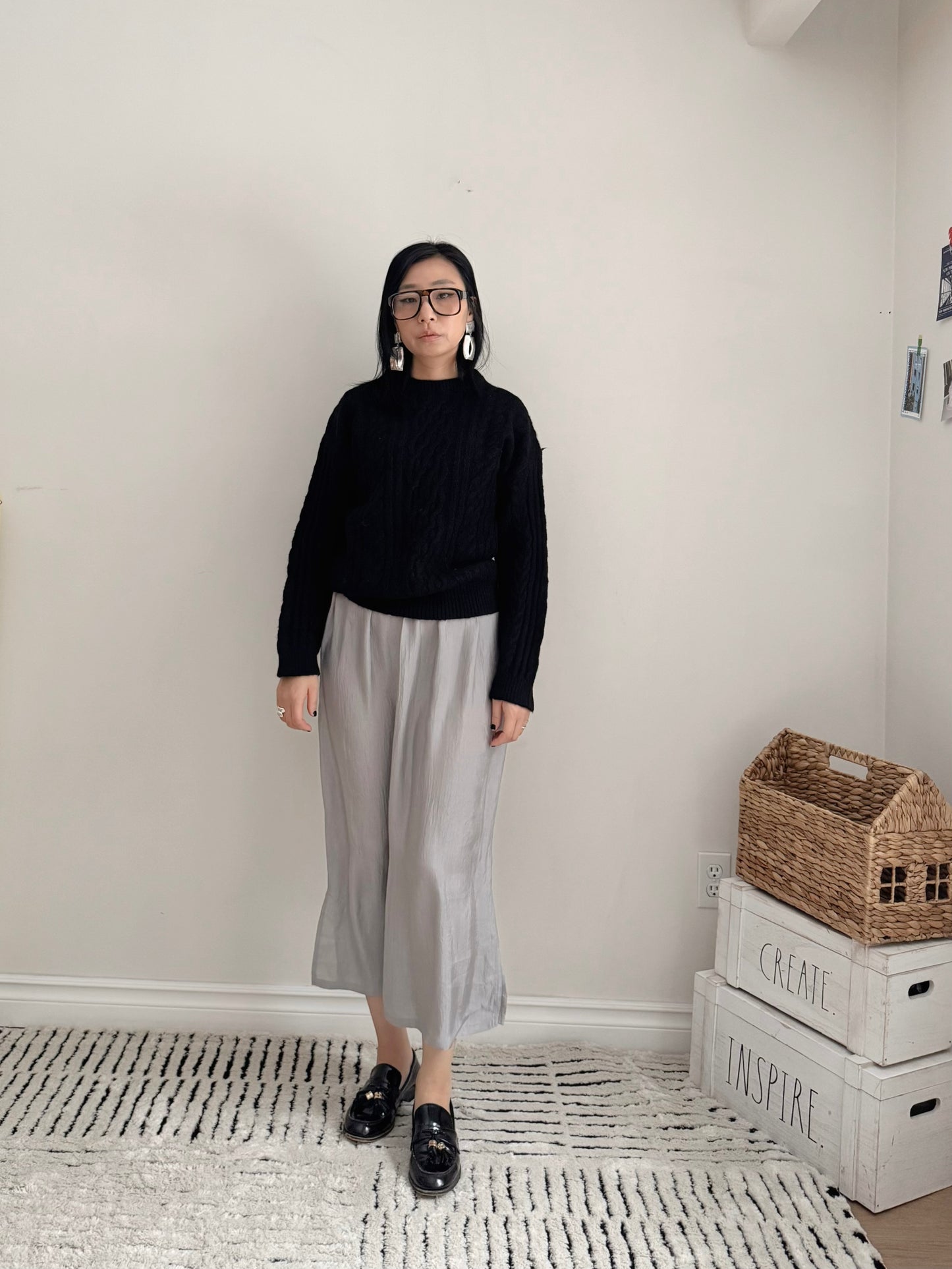 Glossy Banding Skirt (blue,brown,grey)