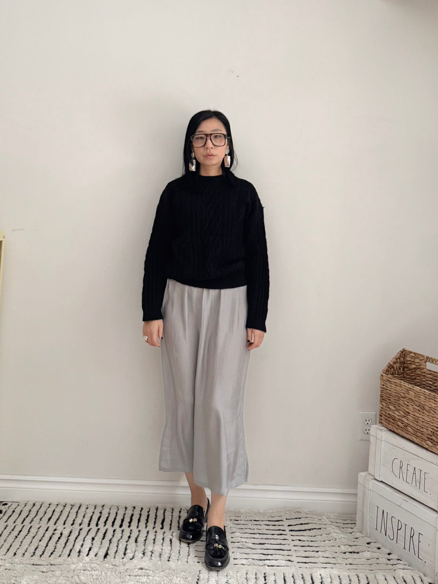 CABLE ROUND KNIT(pink , green, black )