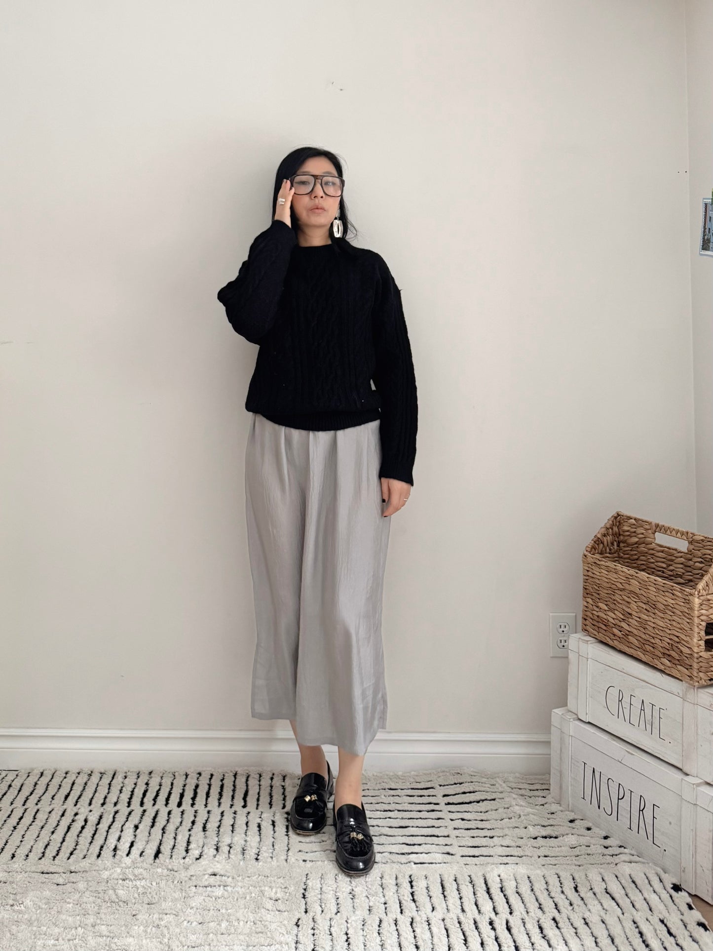 Glossy Banding Skirt (blue,brown,grey)