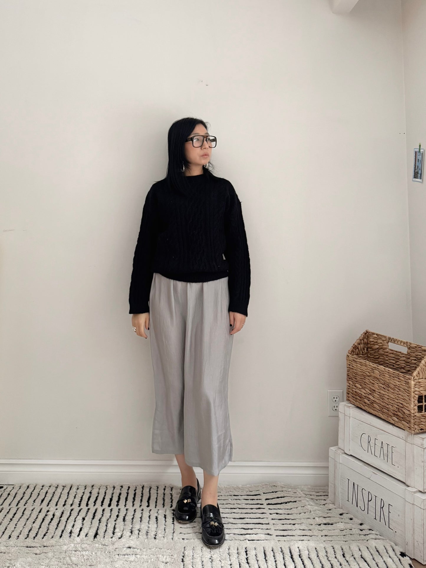 Glossy Banding Skirt (blue,brown,grey)