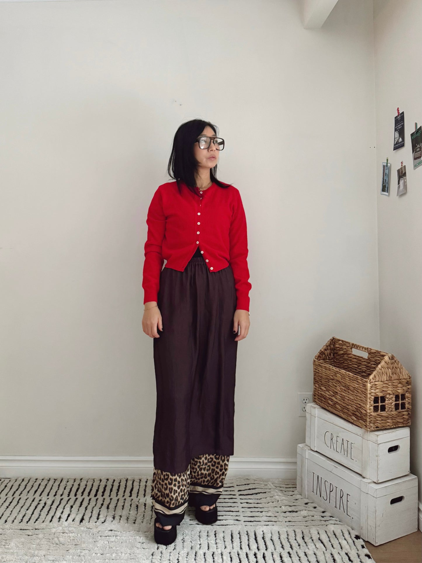 Glossy Banding Skirt (blue,brown,grey)