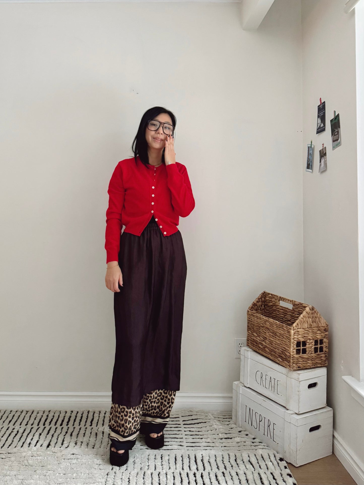 Glossy Banding Skirt (blue,brown,grey)