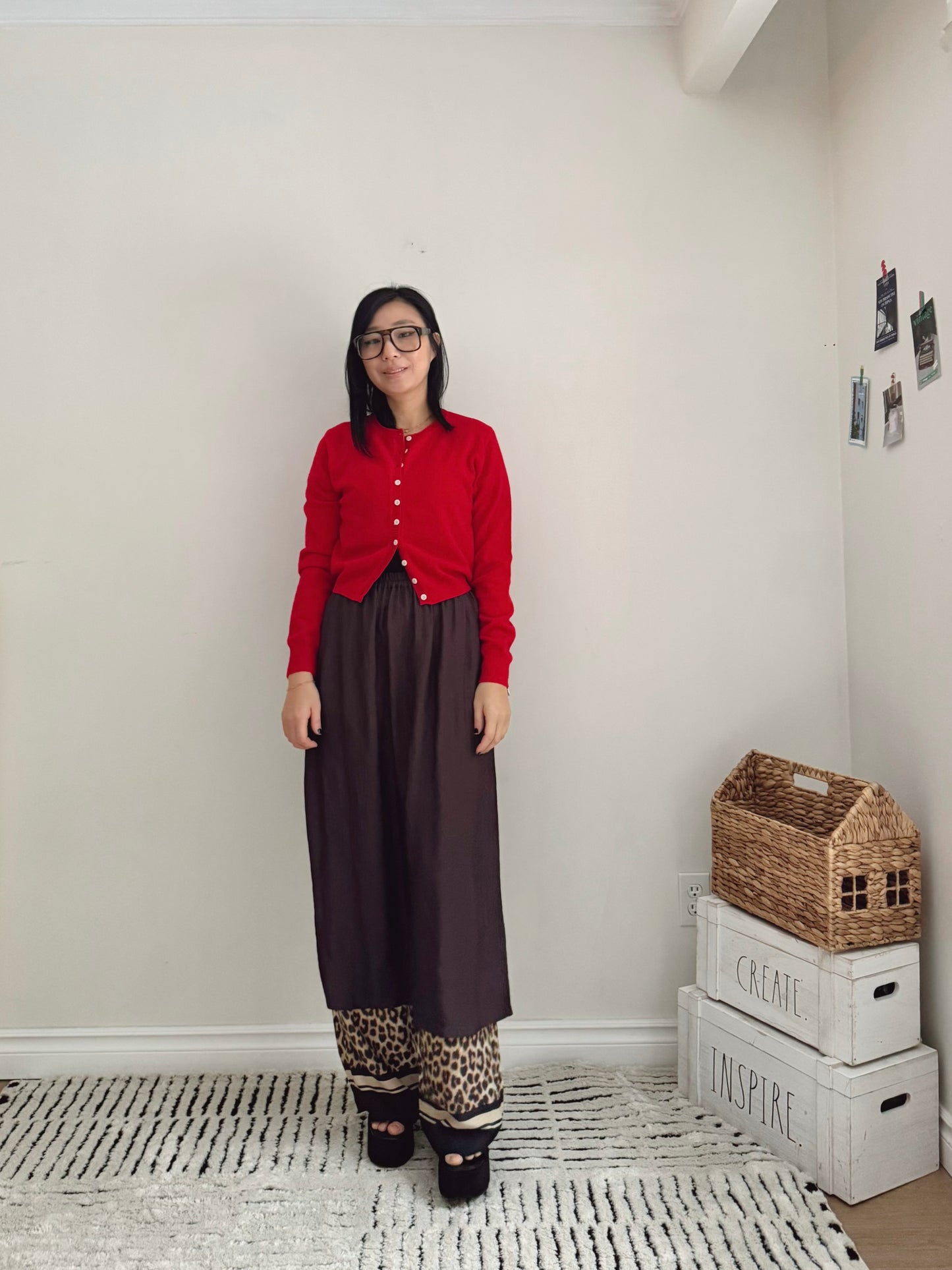 Glossy Banding Skirt (blue,brown,grey)