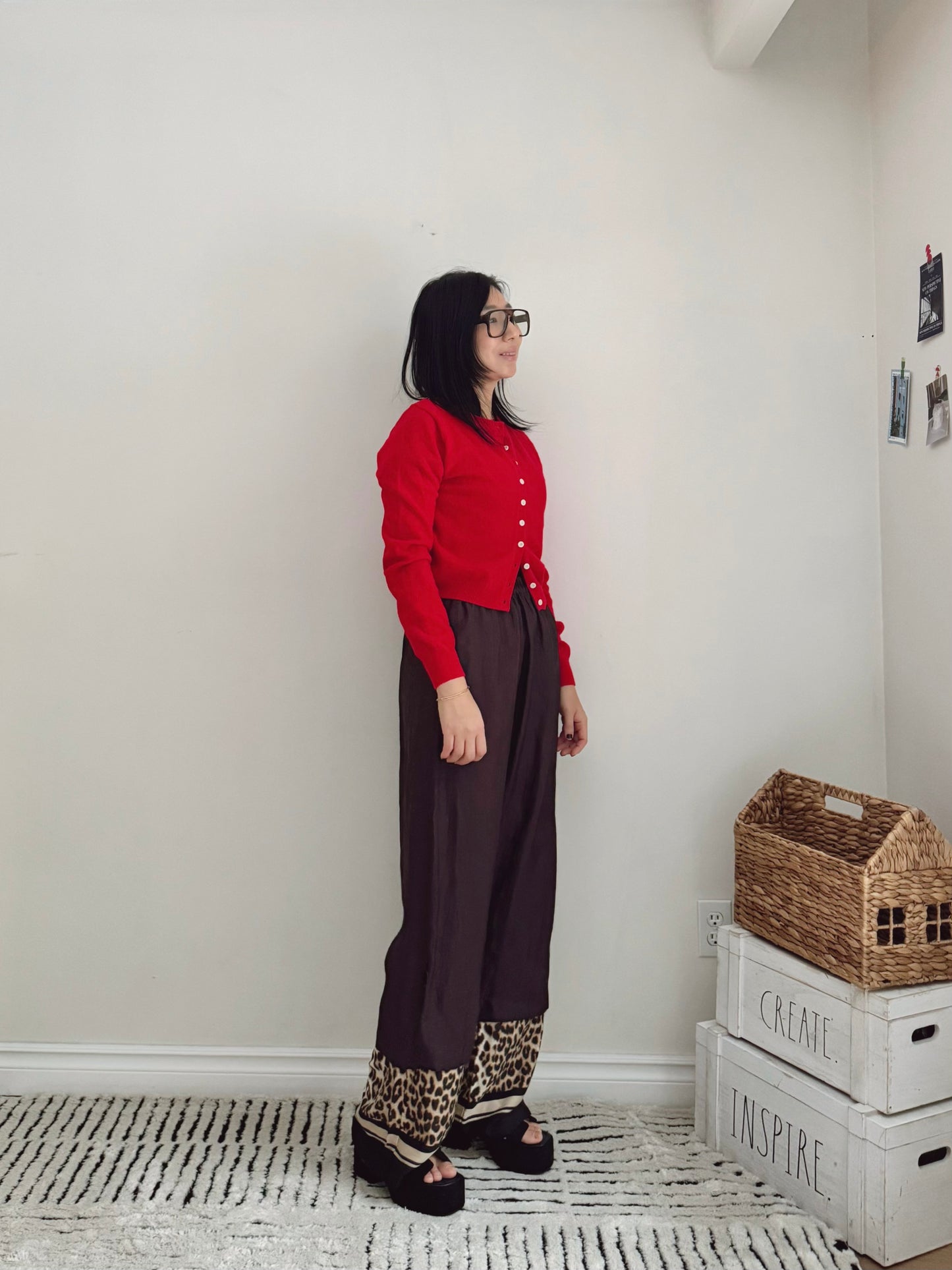 Glossy Banding Skirt (blue,brown,grey)