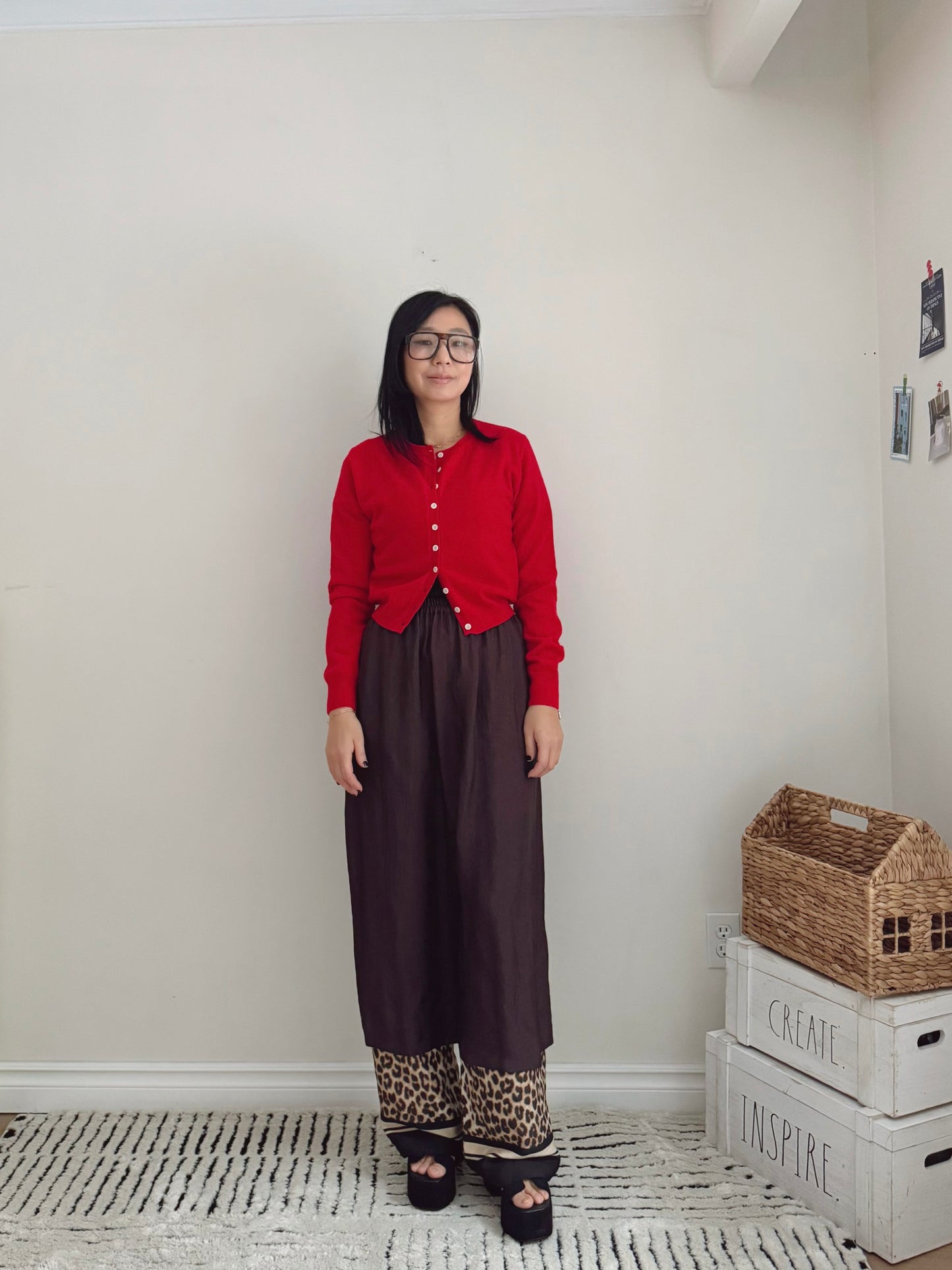 Glossy Banding Skirt (blue,brown,grey)