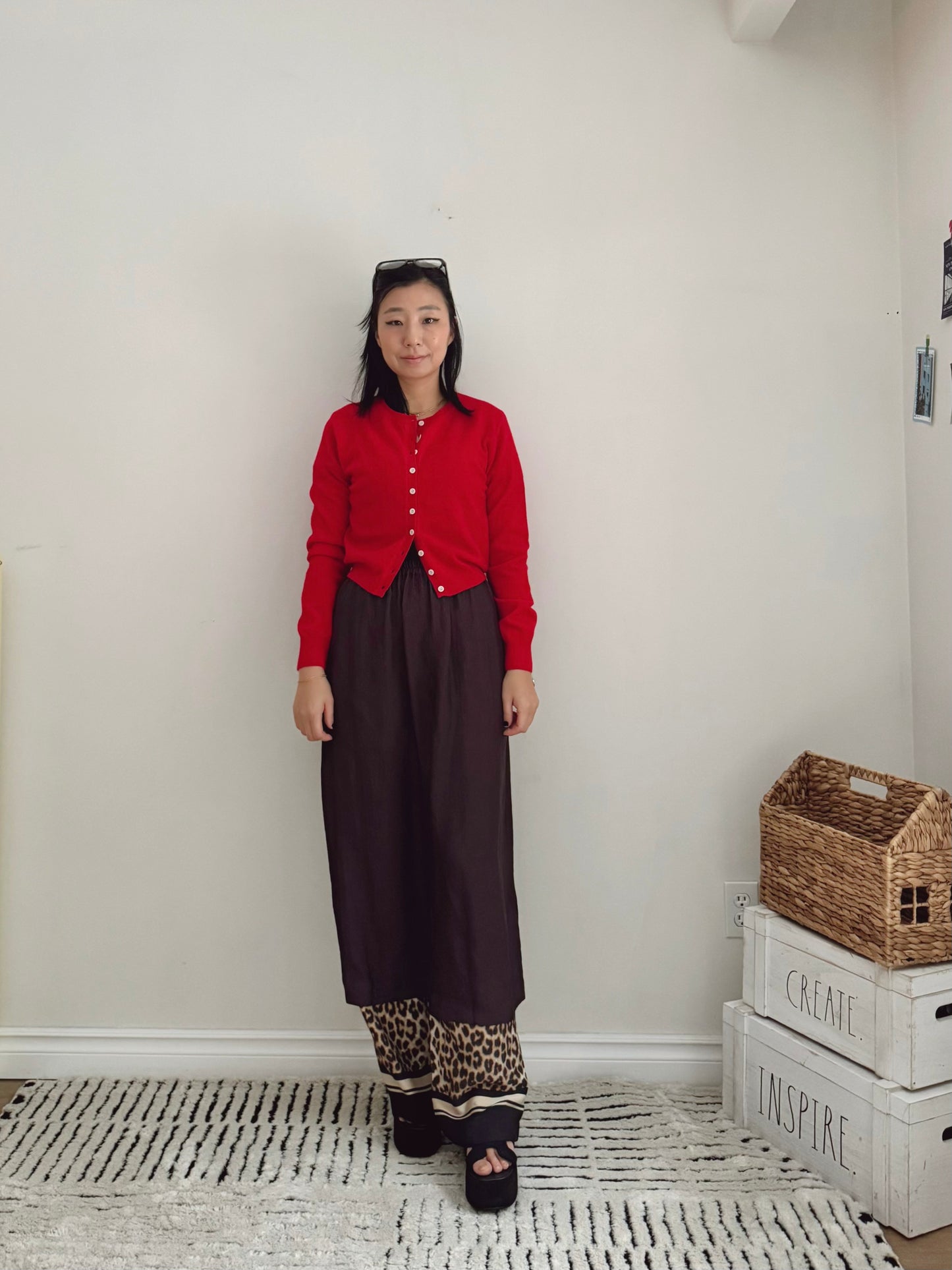 Glossy Banding Skirt (blue,brown,grey)