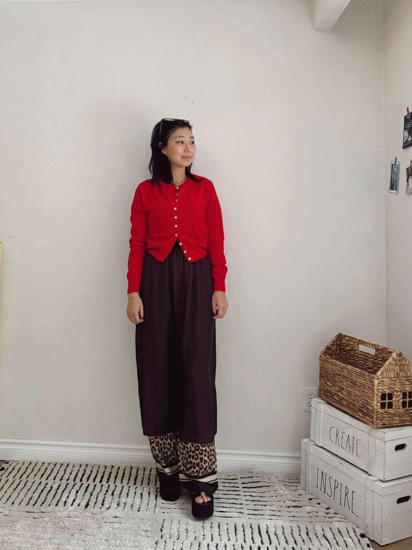 Glossy Banding Skirt (blue,brown,grey)