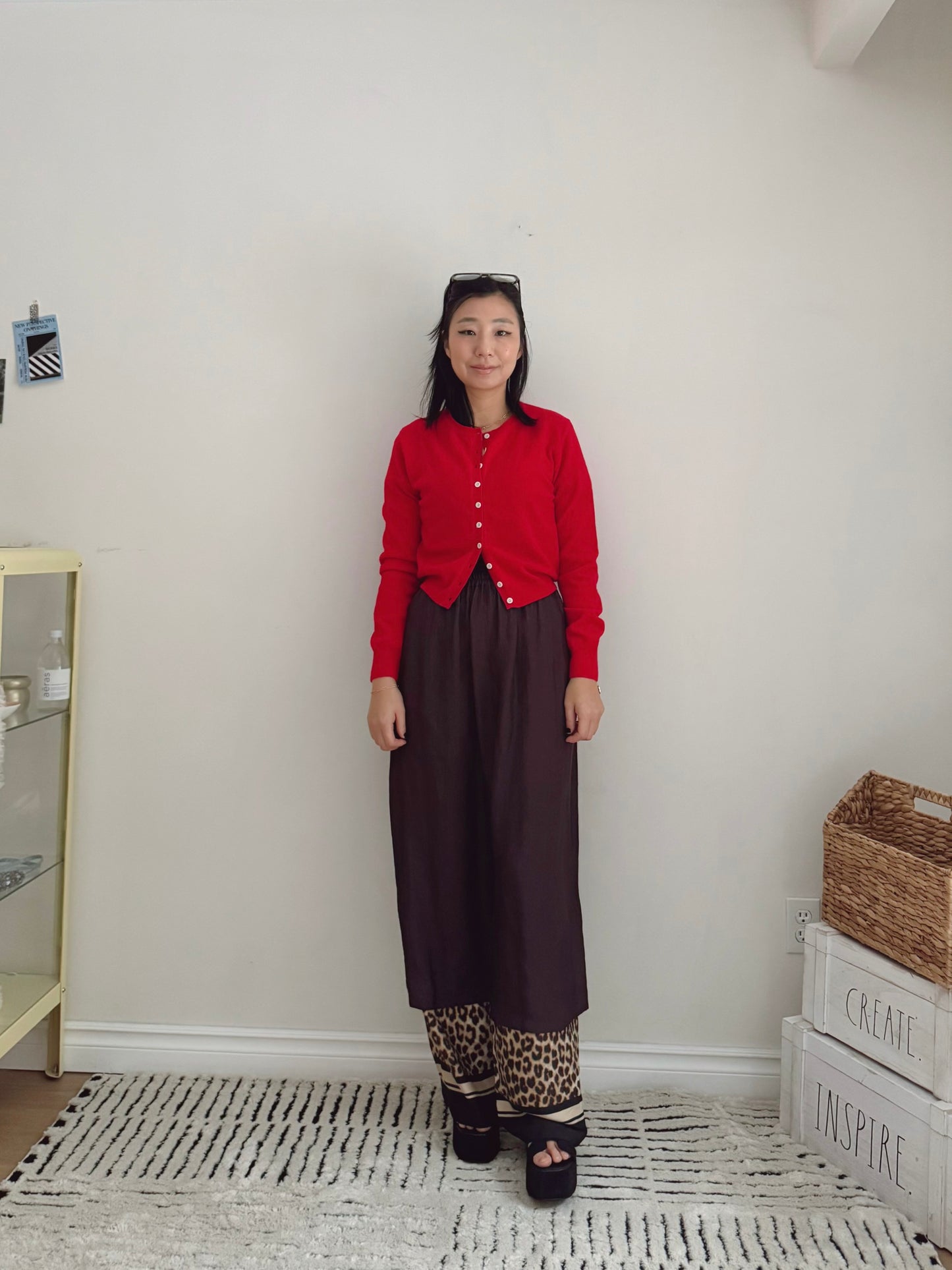 Glossy Banding Skirt (blue,brown,grey)