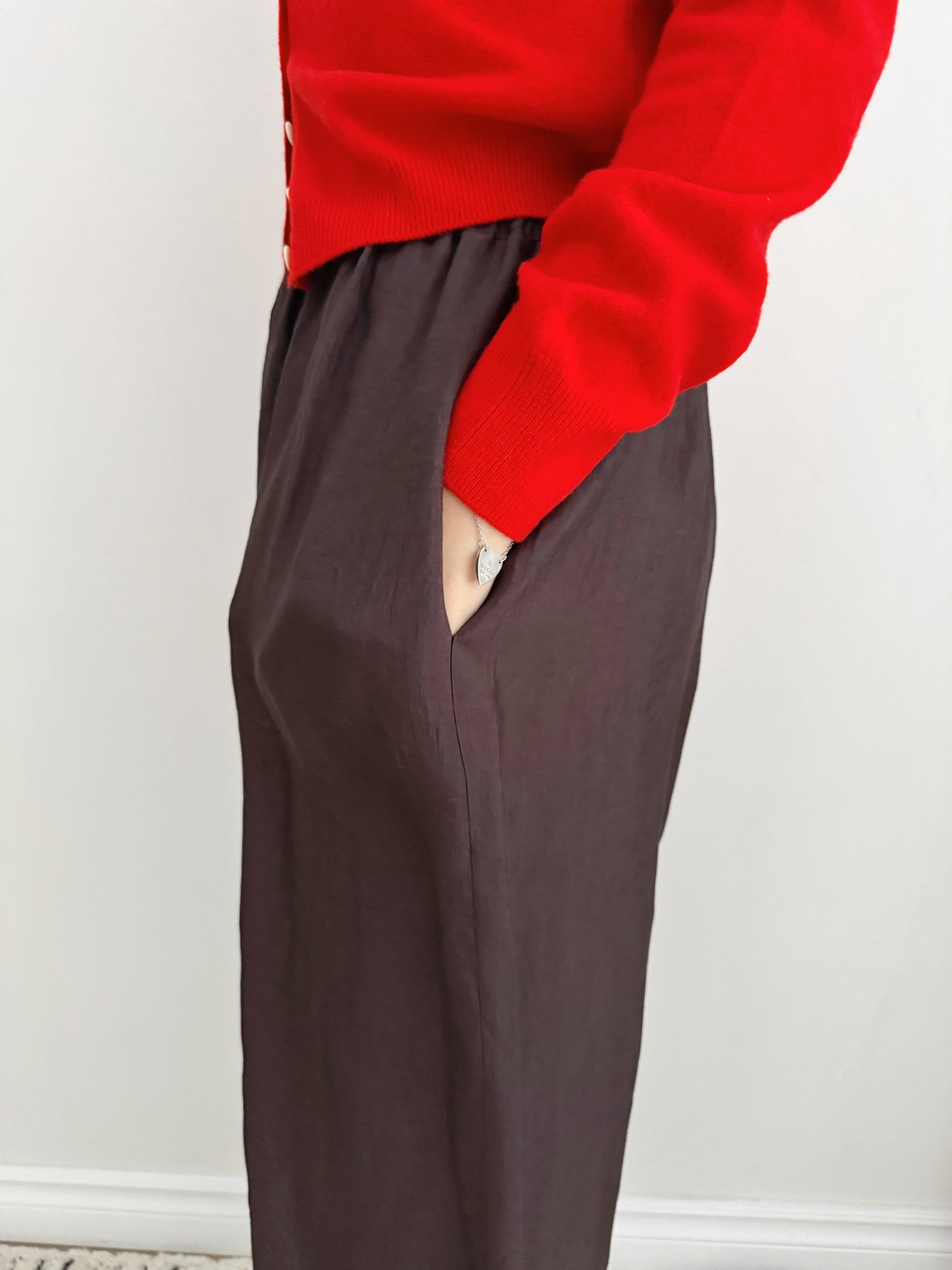 Glossy Banding Skirt (blue,brown,grey)