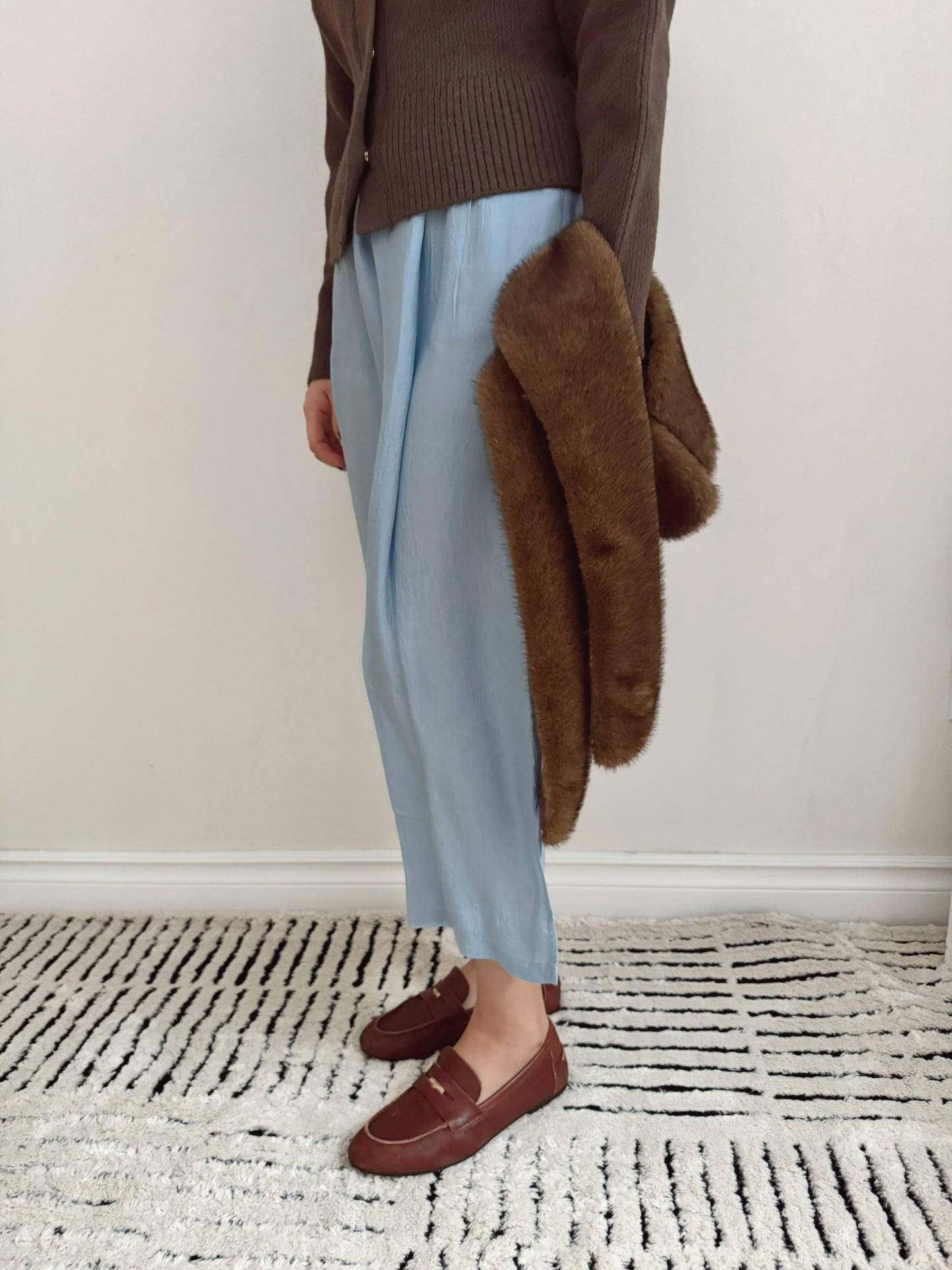 Glossy Banding Skirt (blue,brown,grey)