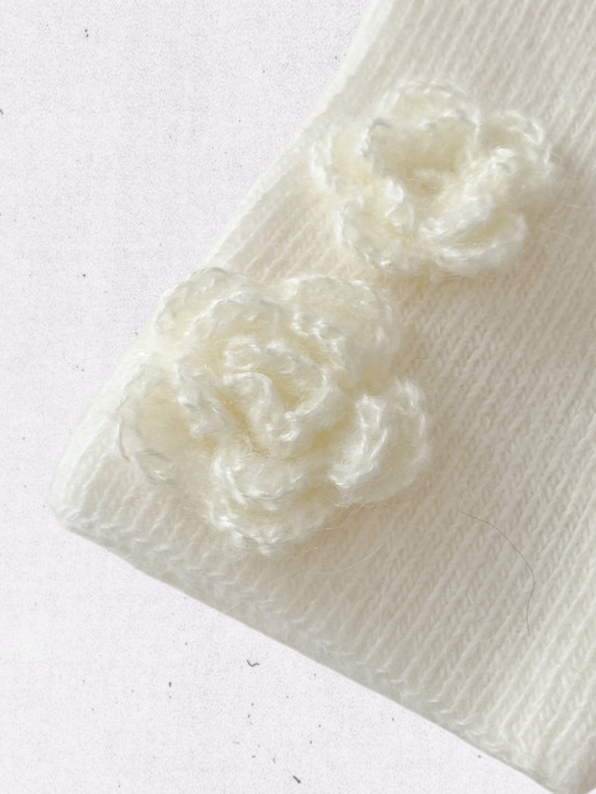 Flower Angora Gloves  (white, gray, blue, beige, black)