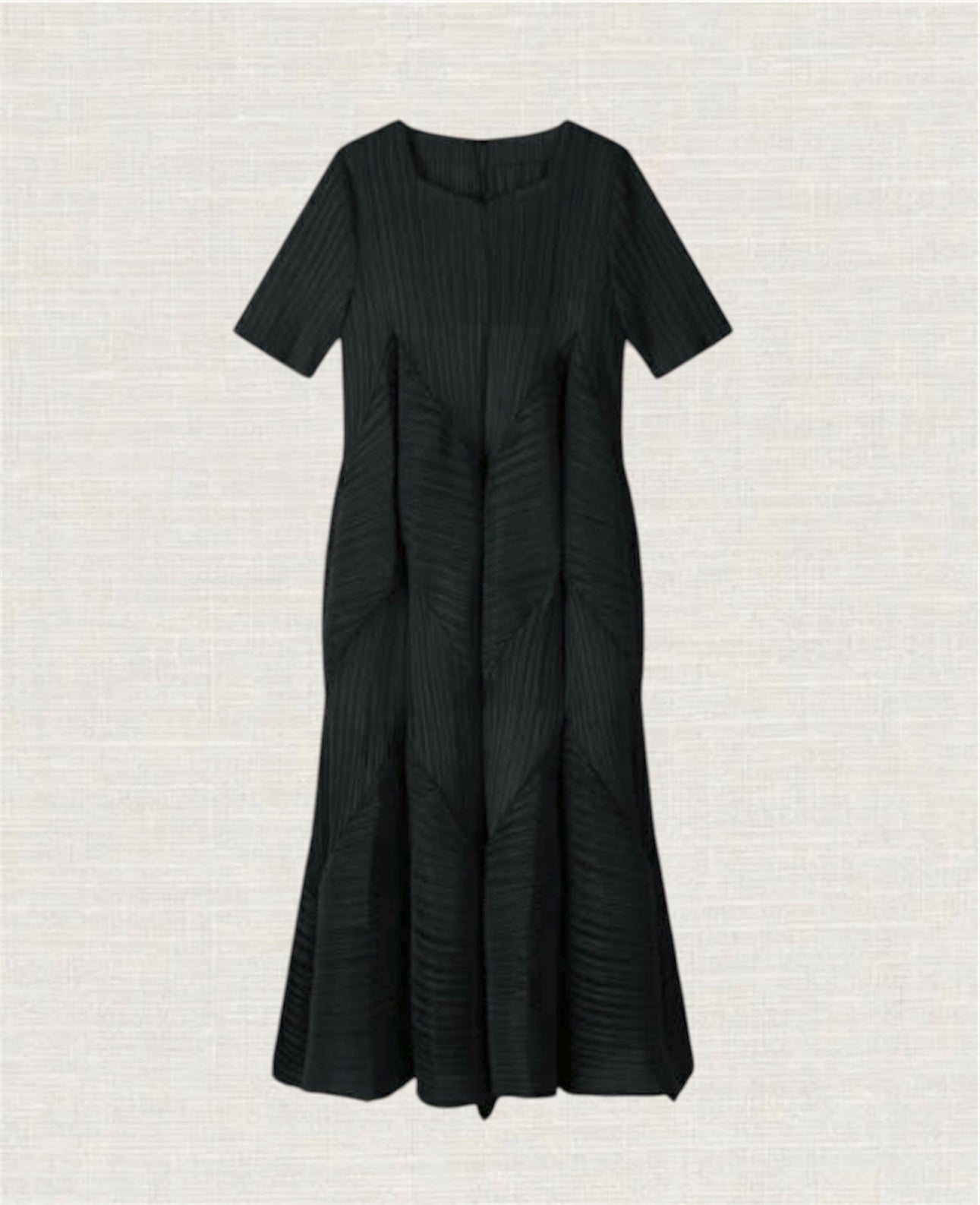 Pleated Short-Sleeve volume dress( ivory, black, brown)