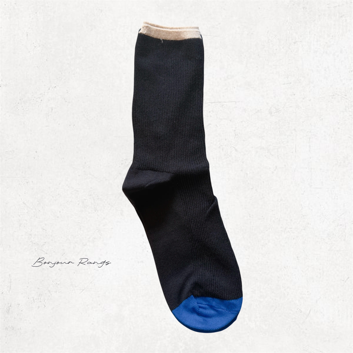 COLOR BLOCK RIBBED SOCK (Black,Ivory,Brown)