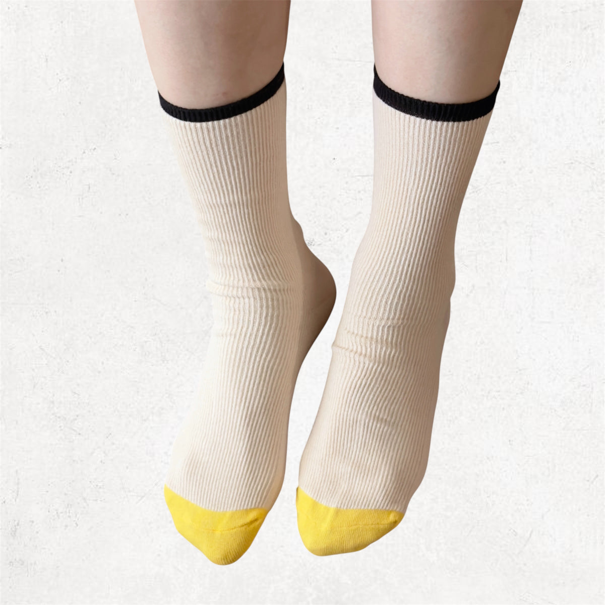 COLOR BLOCK RIBBED SOCK (Black,Ivory,Brown)