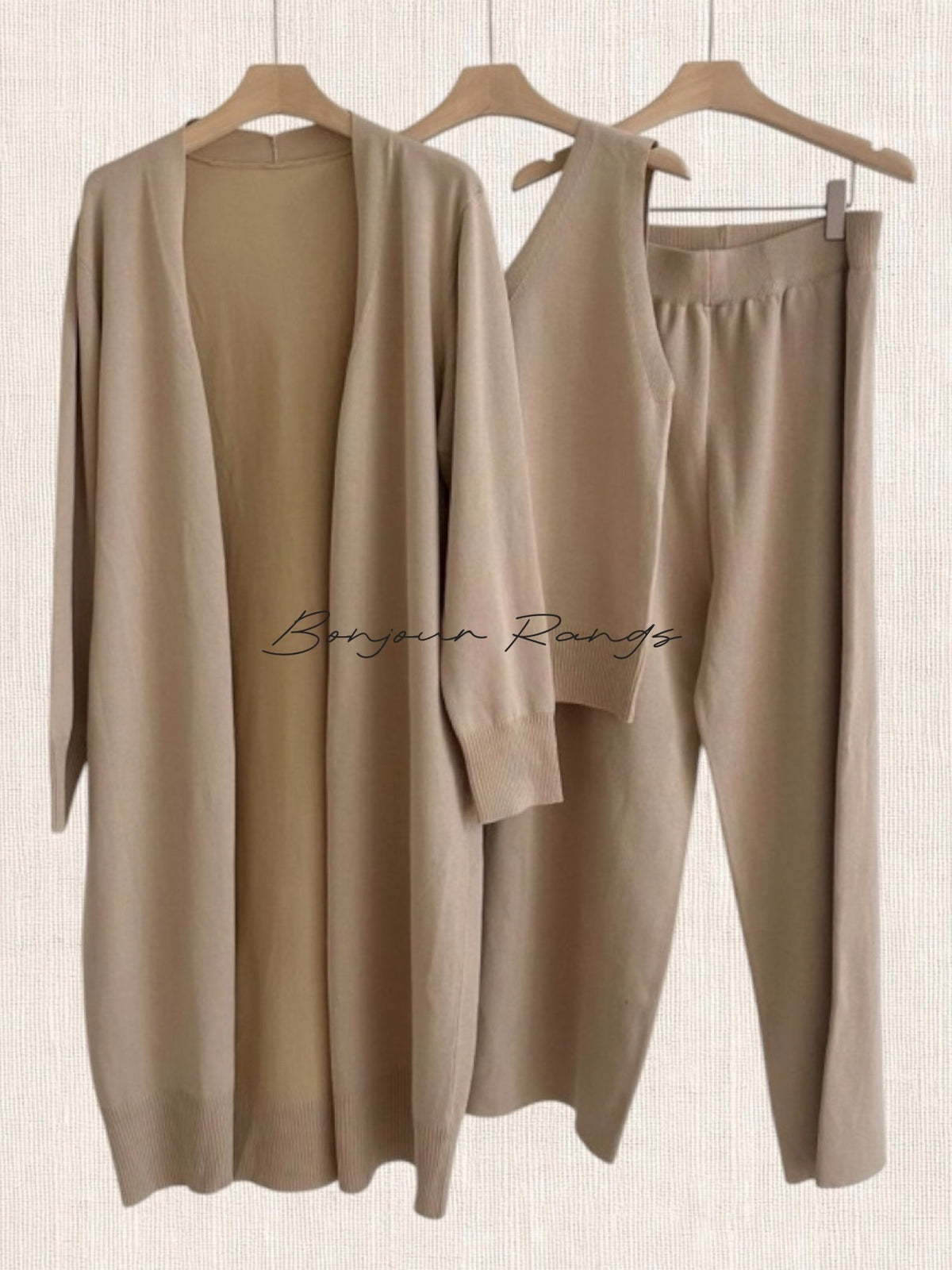 SOFT KNIT 3PIECE SET (Ivory ,Beige ,Black)